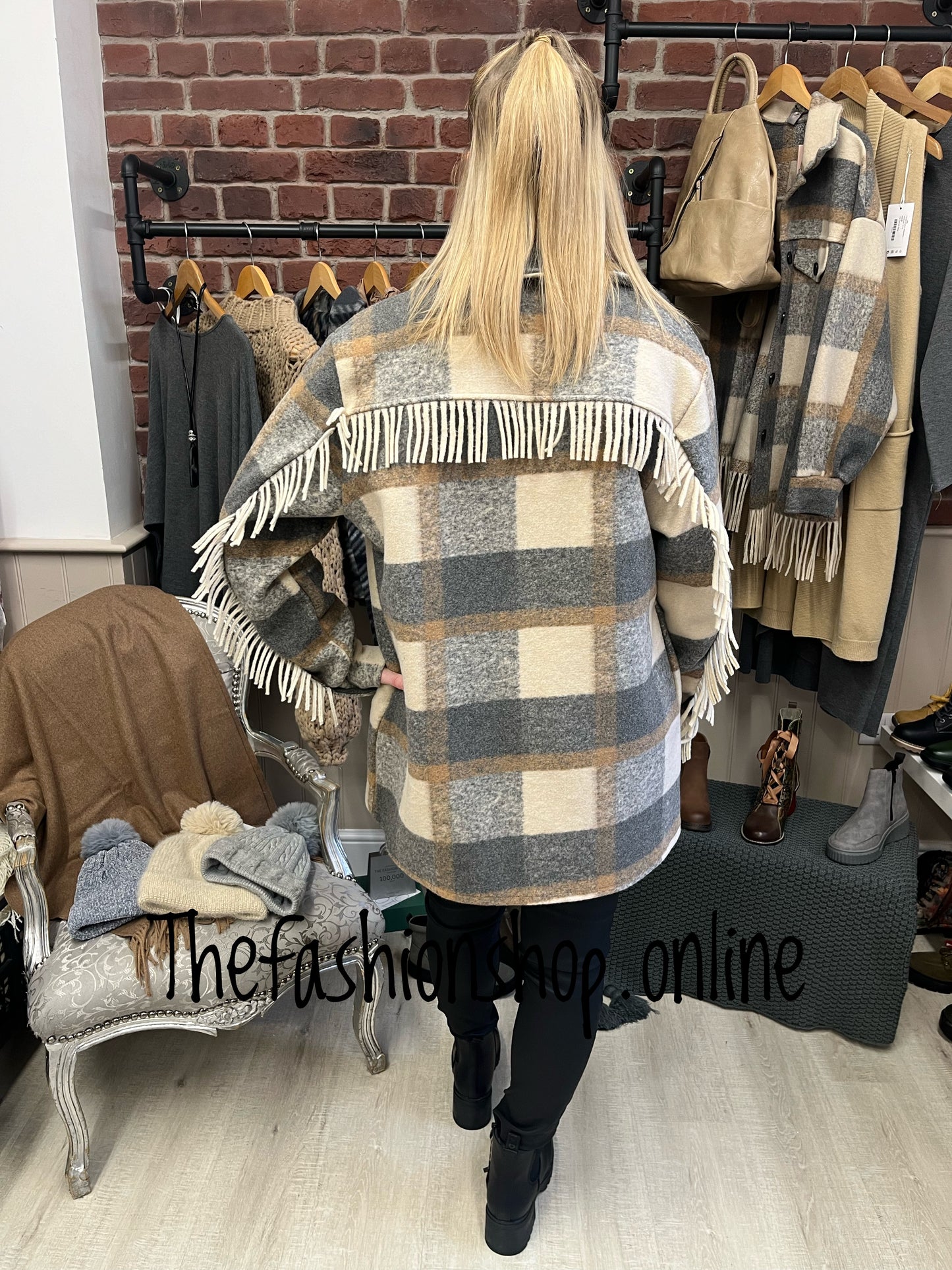 Becky fringed sleeve shacket 10-16