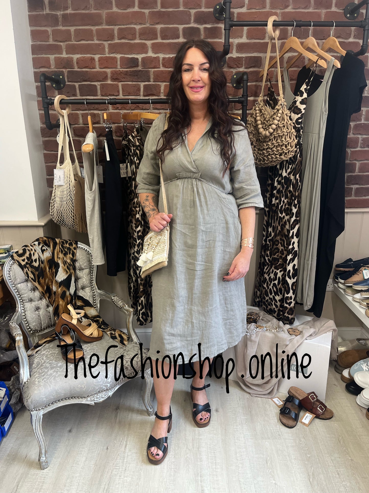 Lexi mocha linen dress 8-14