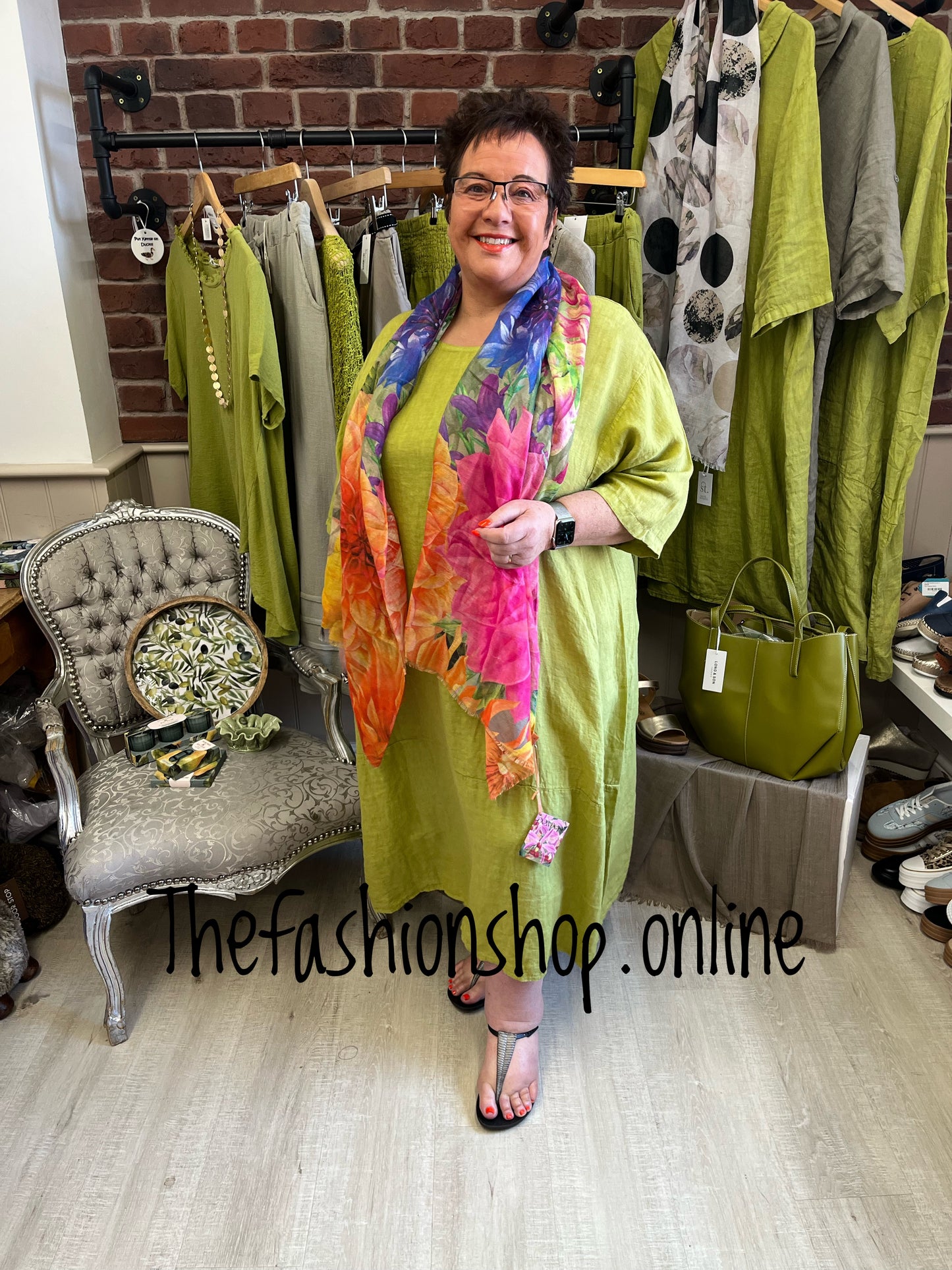 Keira olive cocoon dress with straight hem 16-22