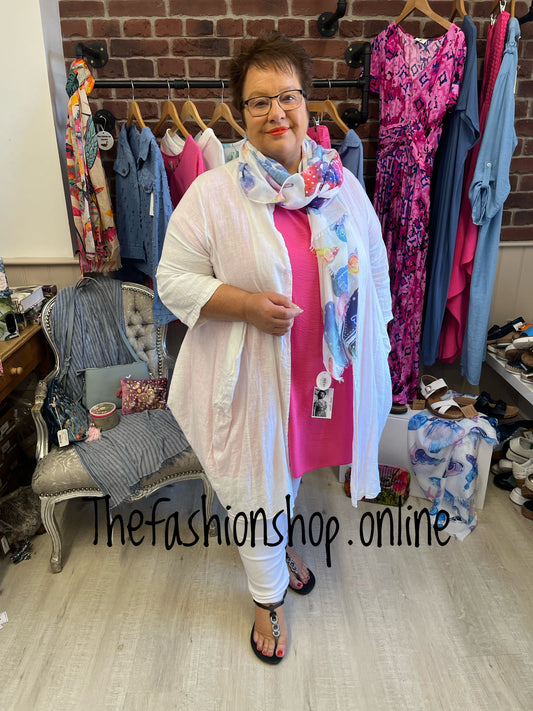White linen mix jacket 12-22