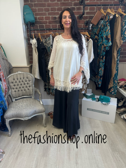 Beige lace detail tassel top 12-18