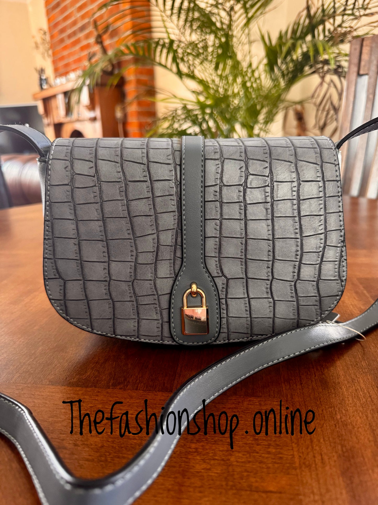 Claire Croc Saddle Bag in Denim Blue