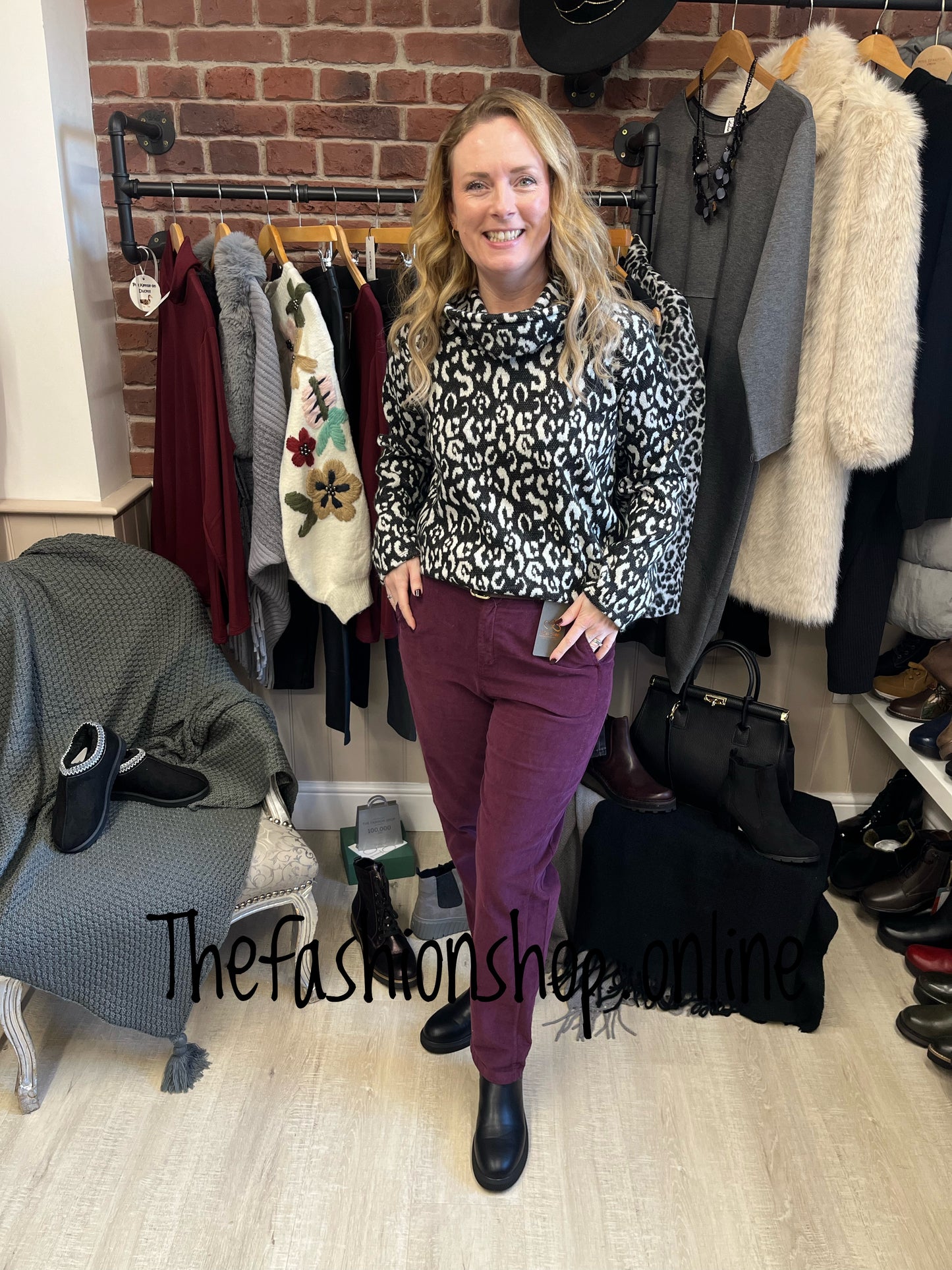 Sienna wine fine cord trousers sizes 10-20