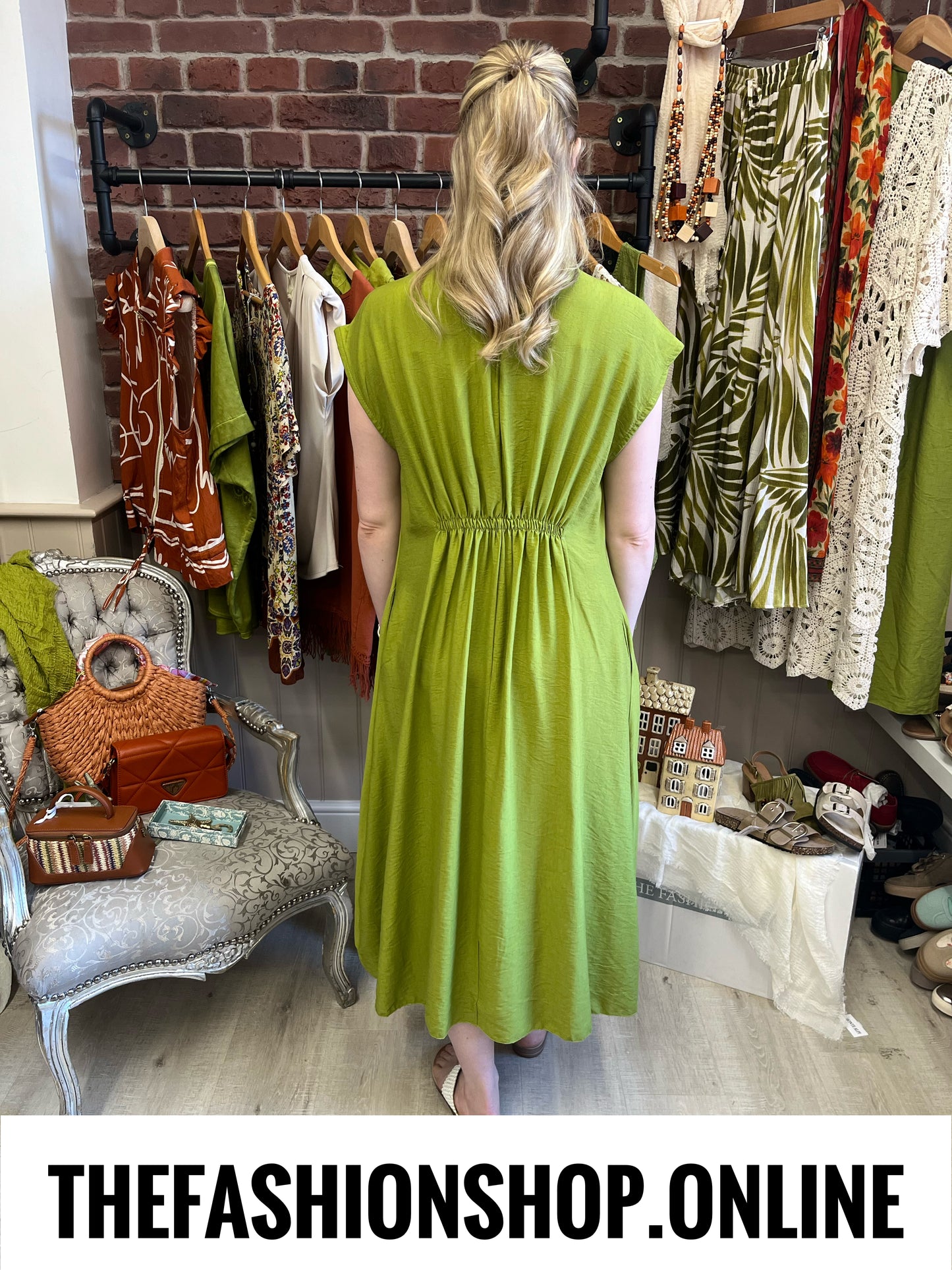 Sierra olive beaded dress 10-16