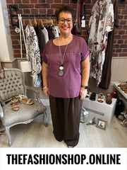 Della mulberry linen mix top 14-20