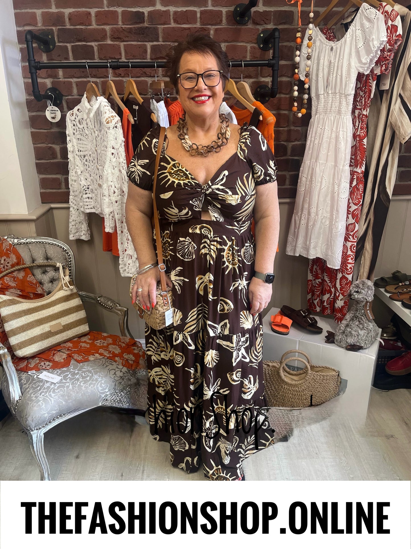 Beth brown and tan summer dress sizes 10-16