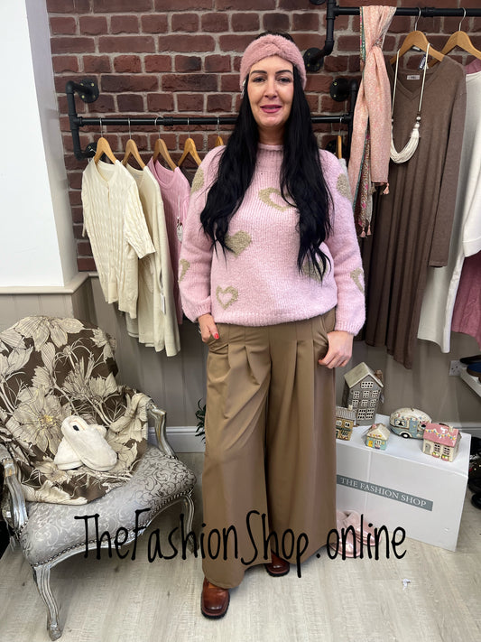 Kendra pink wool mix heart jumper 10-16