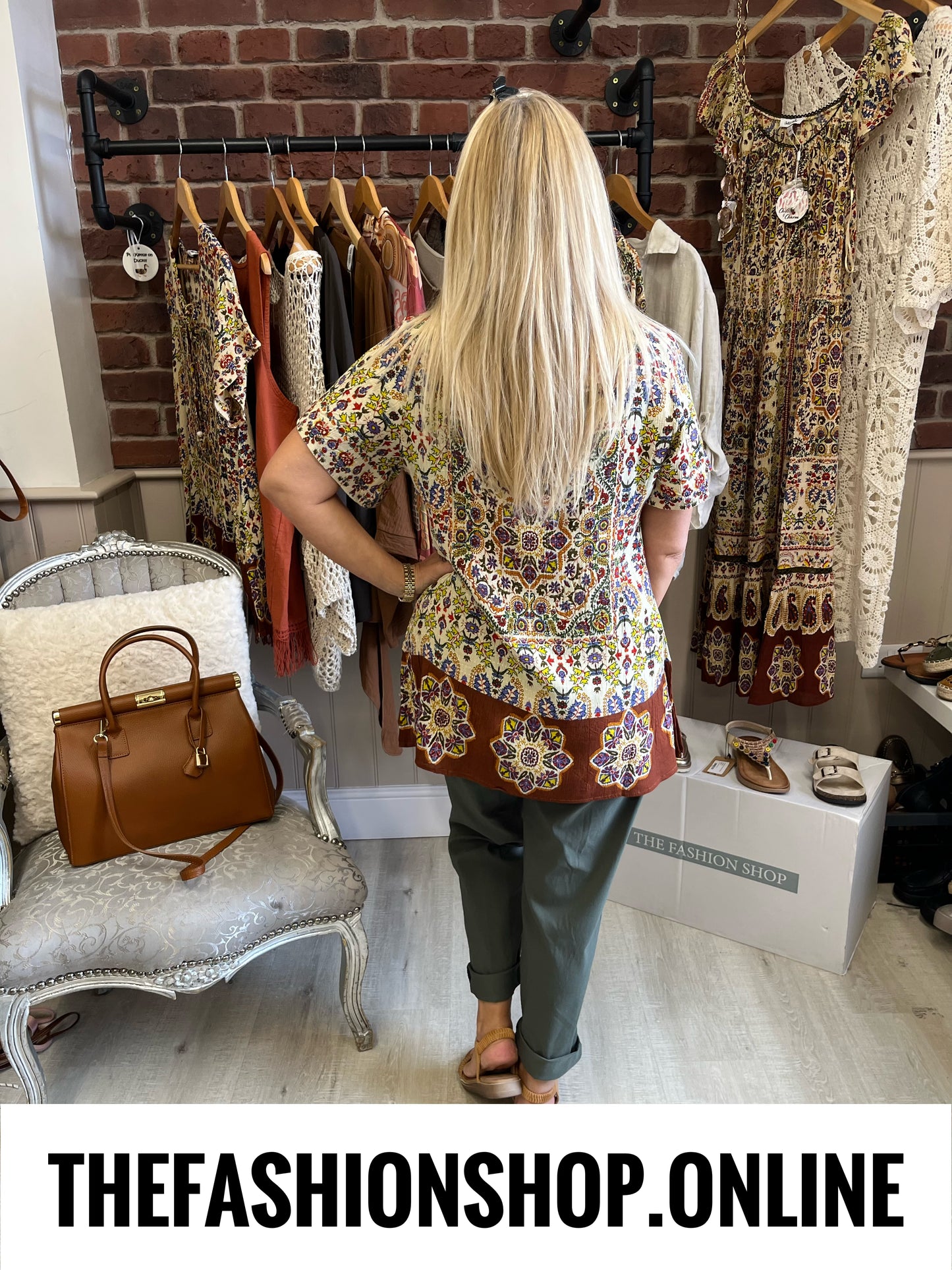 Celia brown paisley embellished top sizes 12, 14 and 16