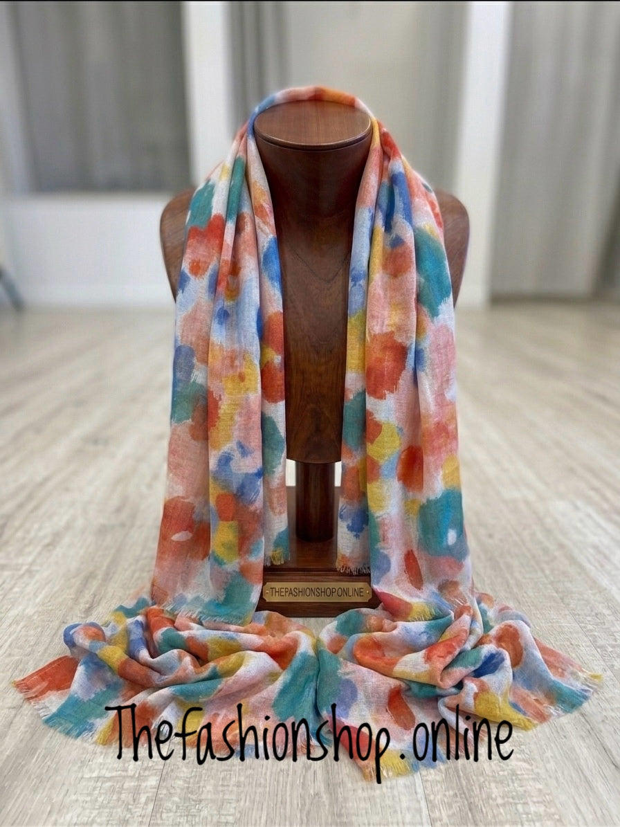 Red Cuckoo multi abstract scarf