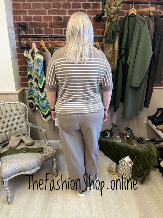 Jennifer mocha striped fine knit top 12-18