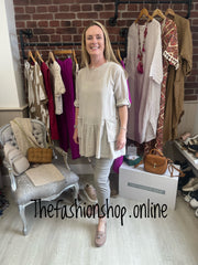 Stone frayed edge frill hem top 10-14