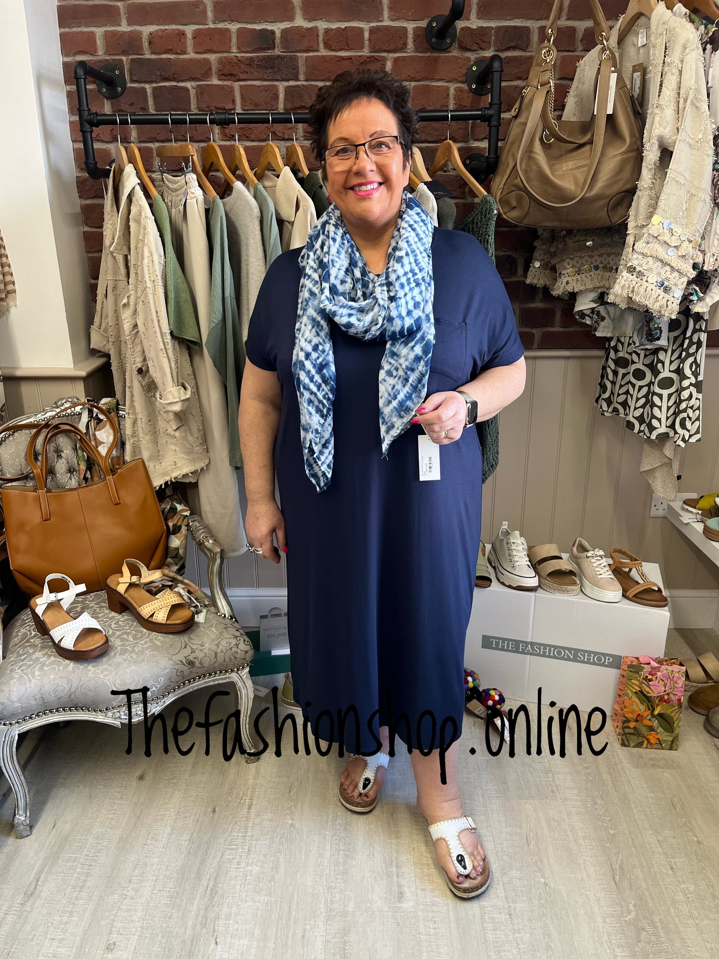 Navy midi dress up dress down dress 16-26