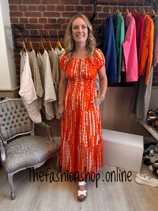 Lillie orange and white gypsy maxi dress 8-18