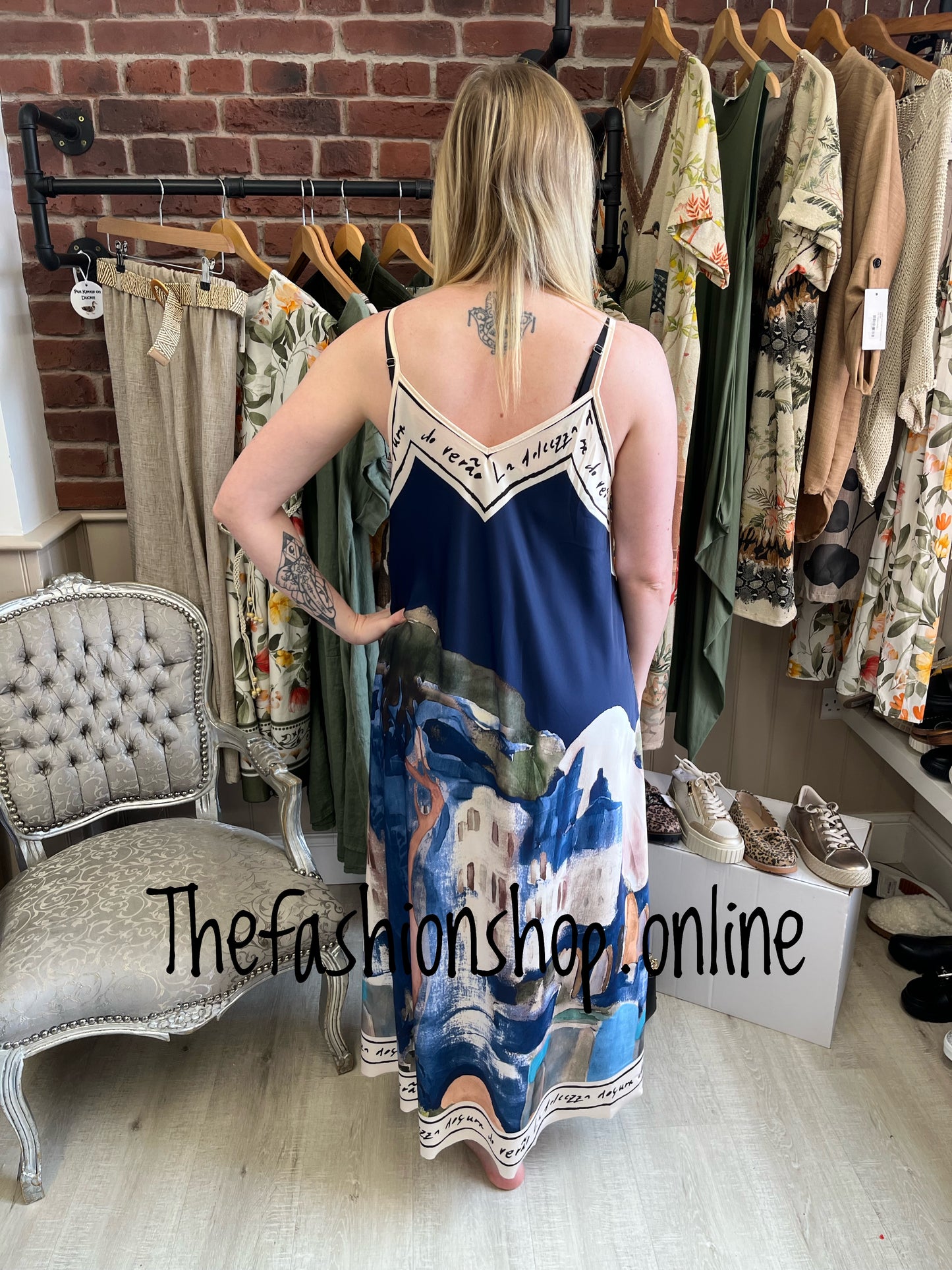 Parisian silk mix navy dress 10-16