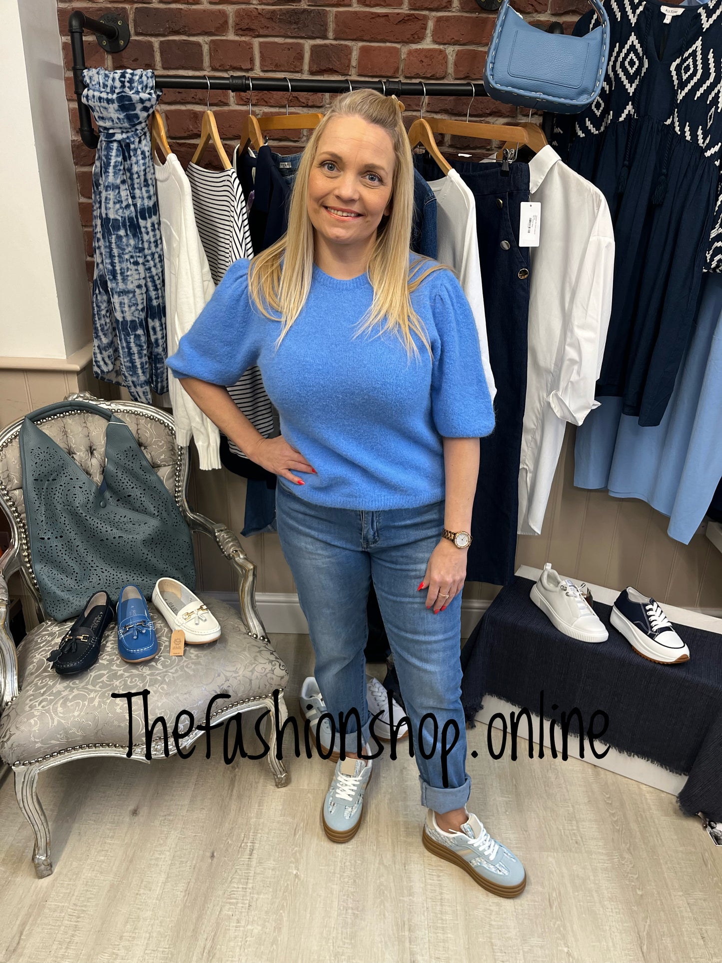 Lily cornflower blue wool mix top 8-14