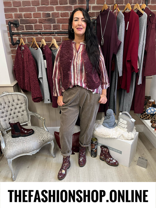 Teddy gilet in wine 8-14