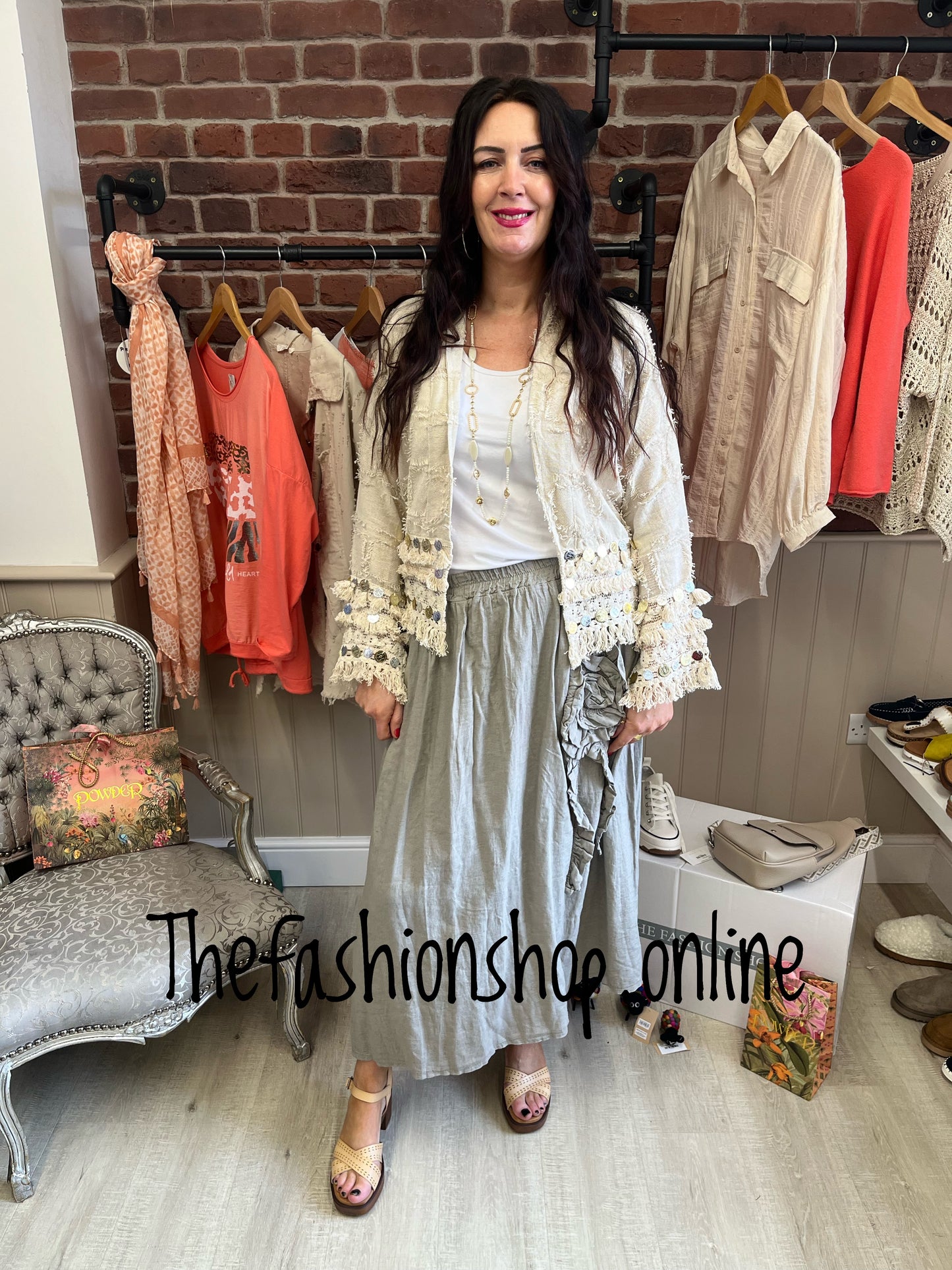 Beige boho jacket with coin detail 12-18