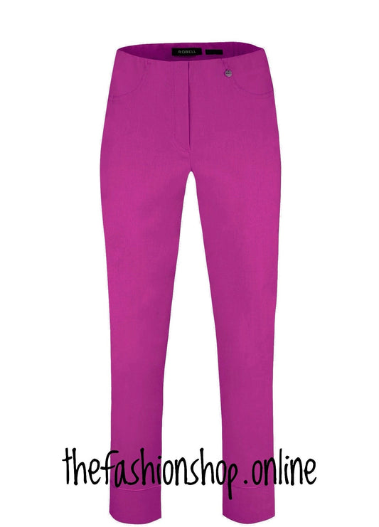 Robell Bella magenta trousers 27 inch inside leg sizes 12-18
