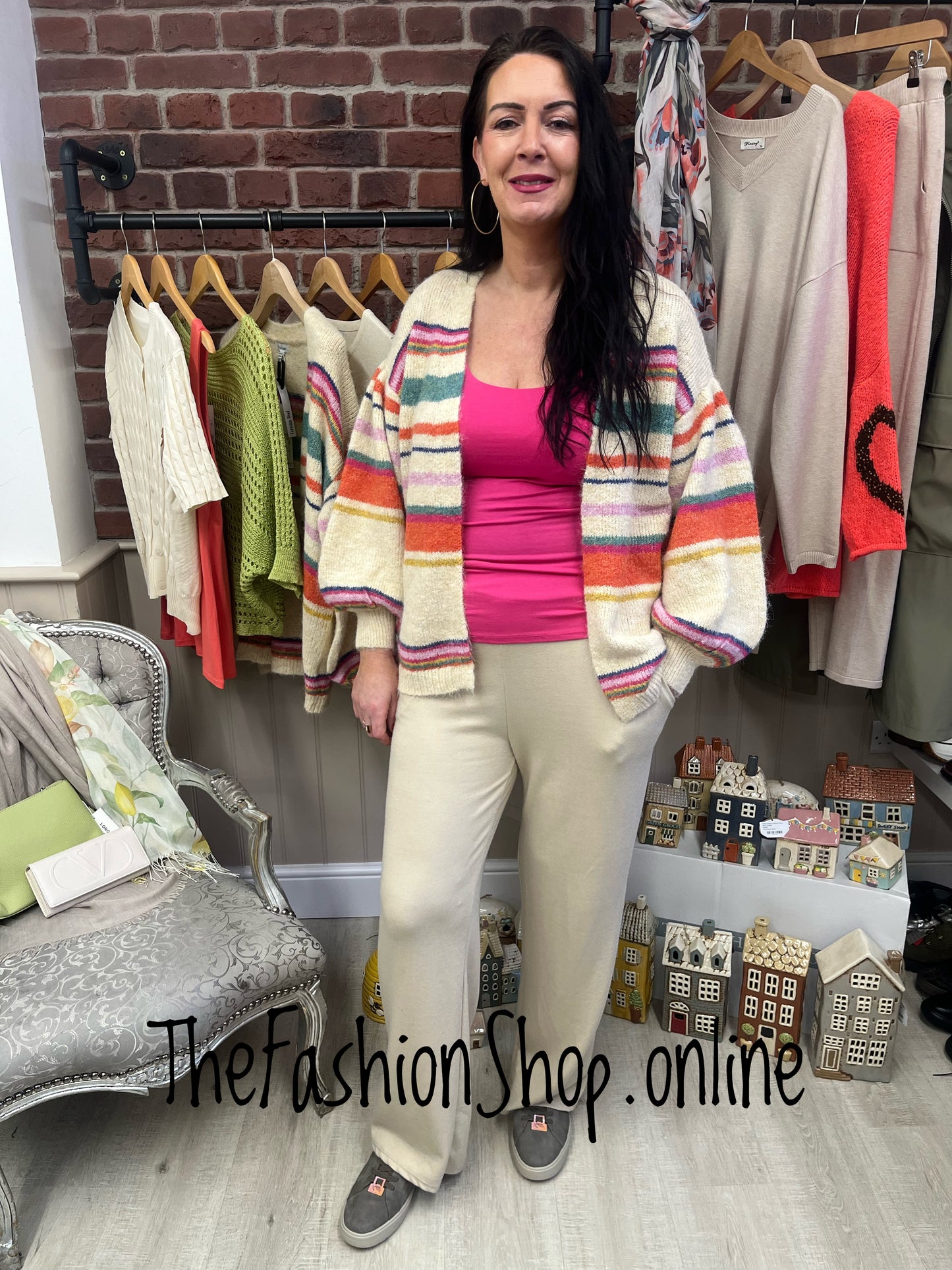 Bethany wool mix striped cardigan sizes 12-14 and 16-18