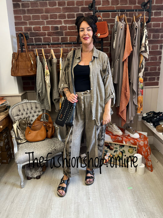 Saffron dark mocha tie front trouser suit 14-18