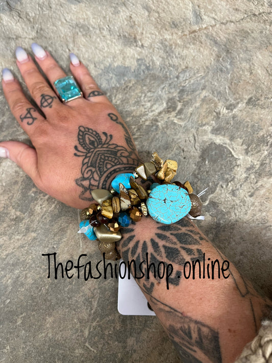 Sarah Tempest teal mix beaded bracelets