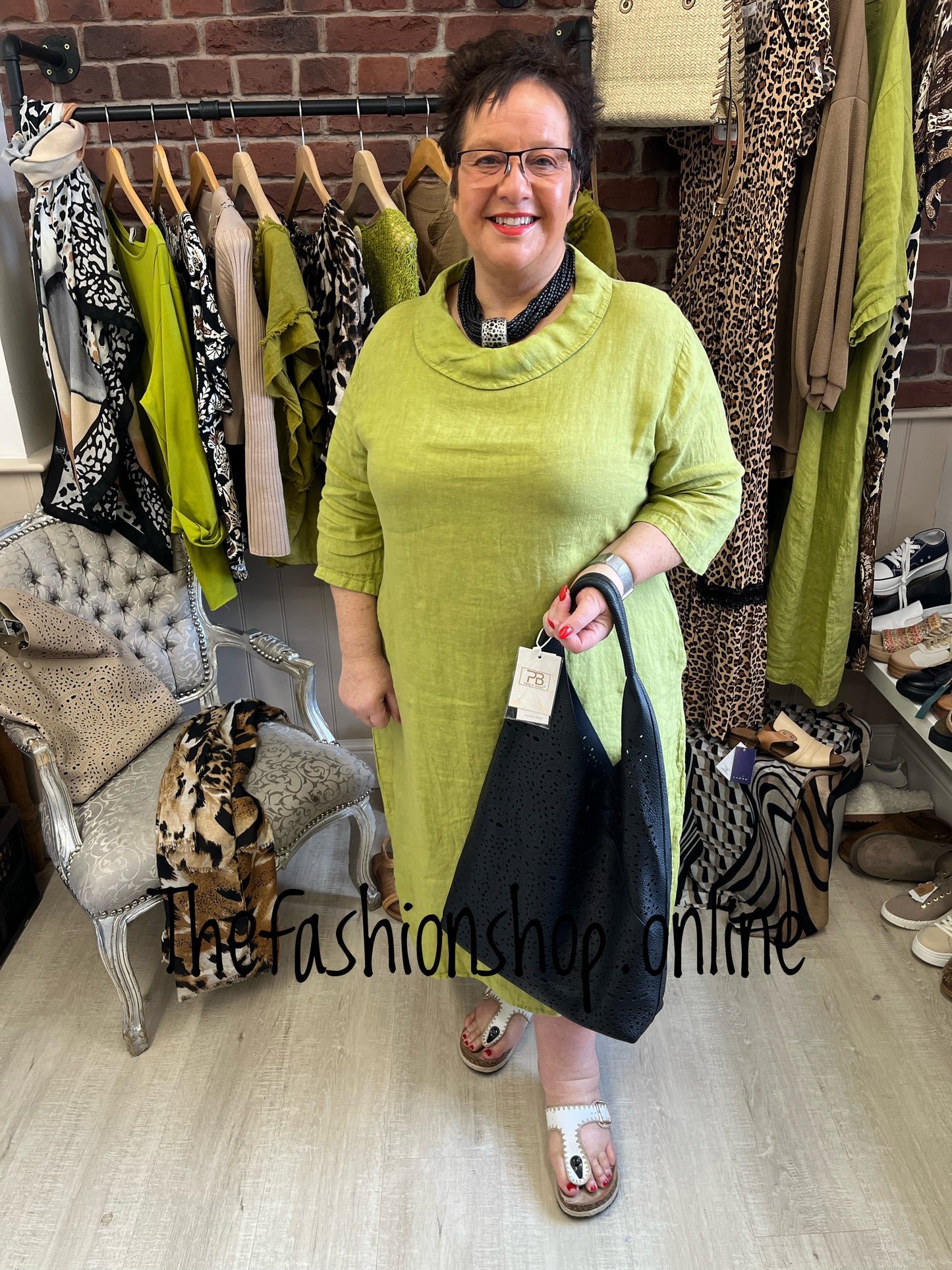Evelyn olive linen cocoon dress 16-22