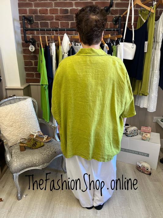 Paige olive linen shirt 16-22