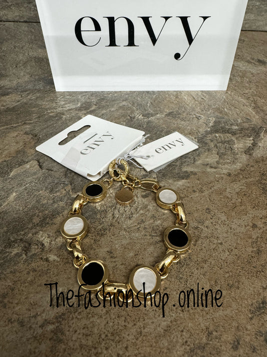 Envy gold bracelet with black & white circles