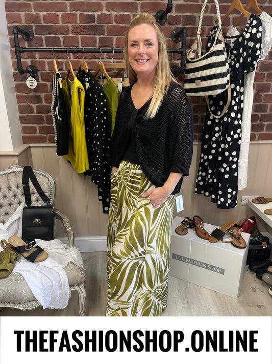 Mia lime and cream wide leg trousers 8-16