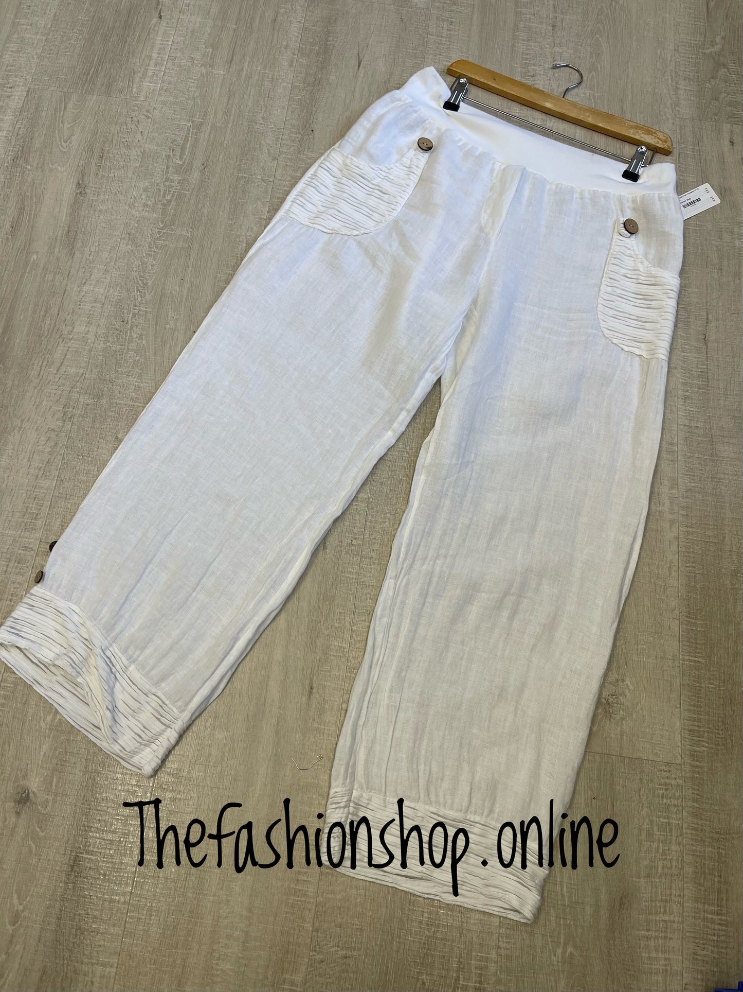 White ripple linen trousers 10-16