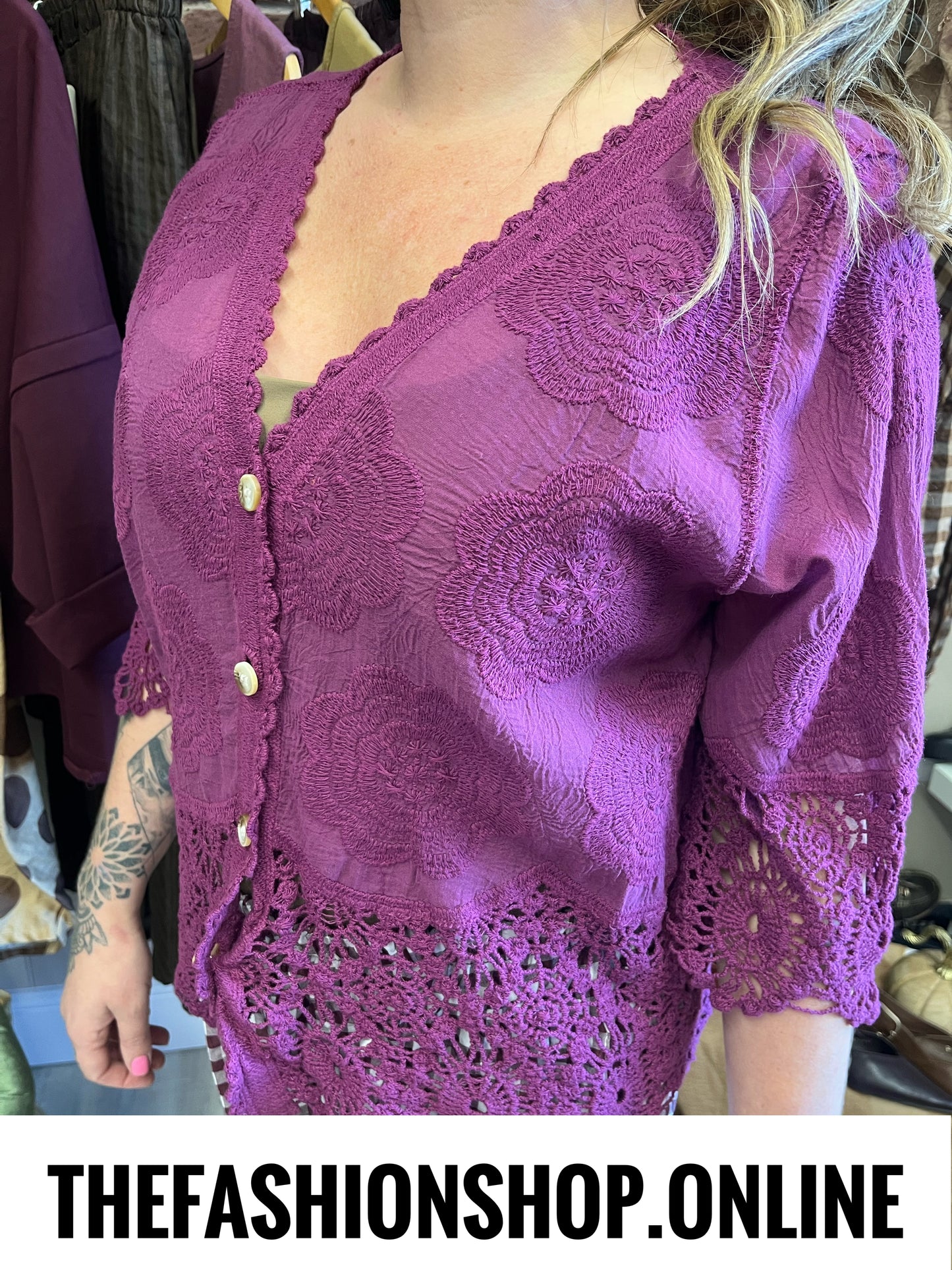 Sienna magenta lace blouse 8-16