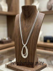 Gracious Statement Necklace in Grey and Silver