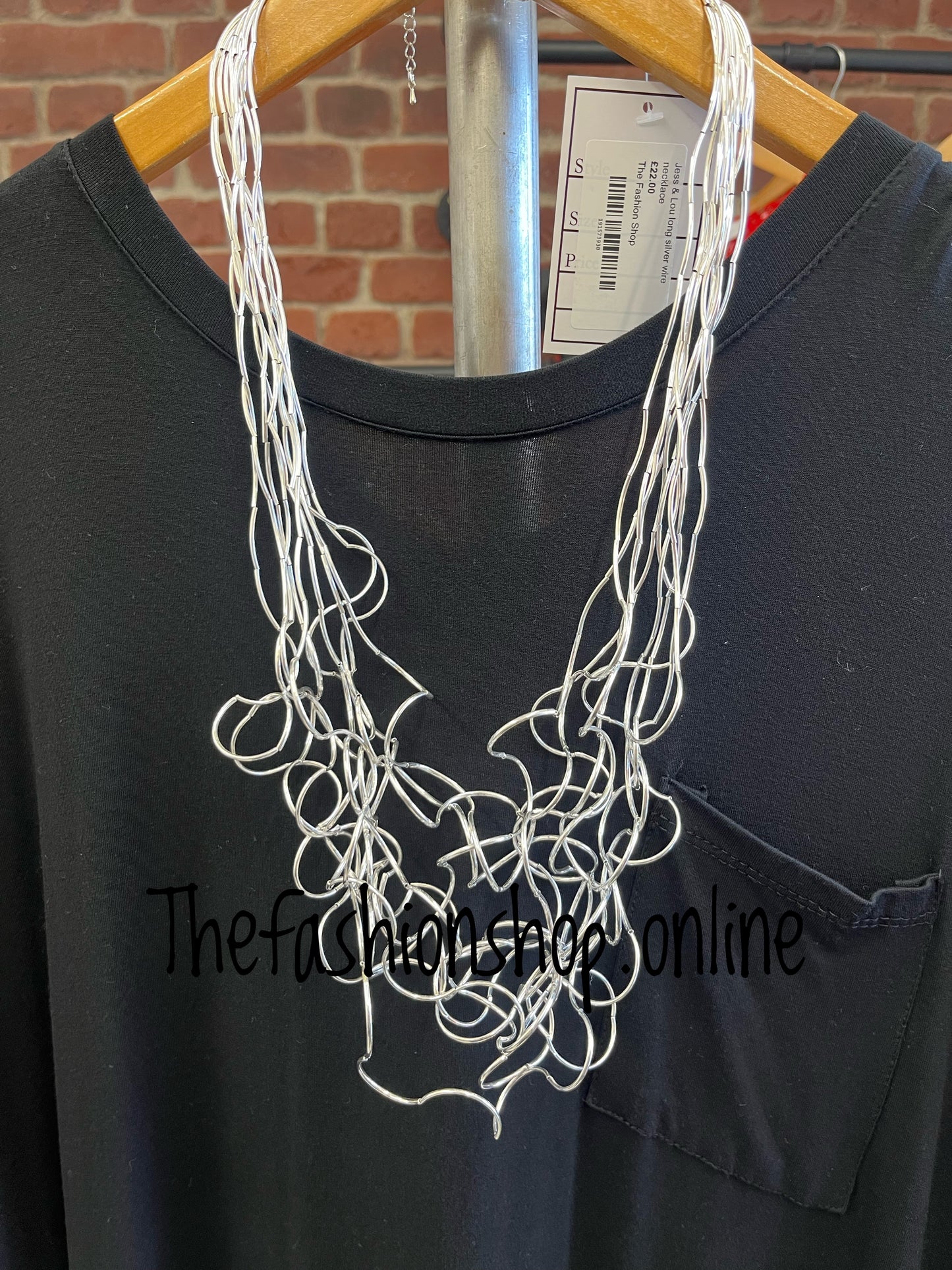 Jess & Lou long silver wire necklace