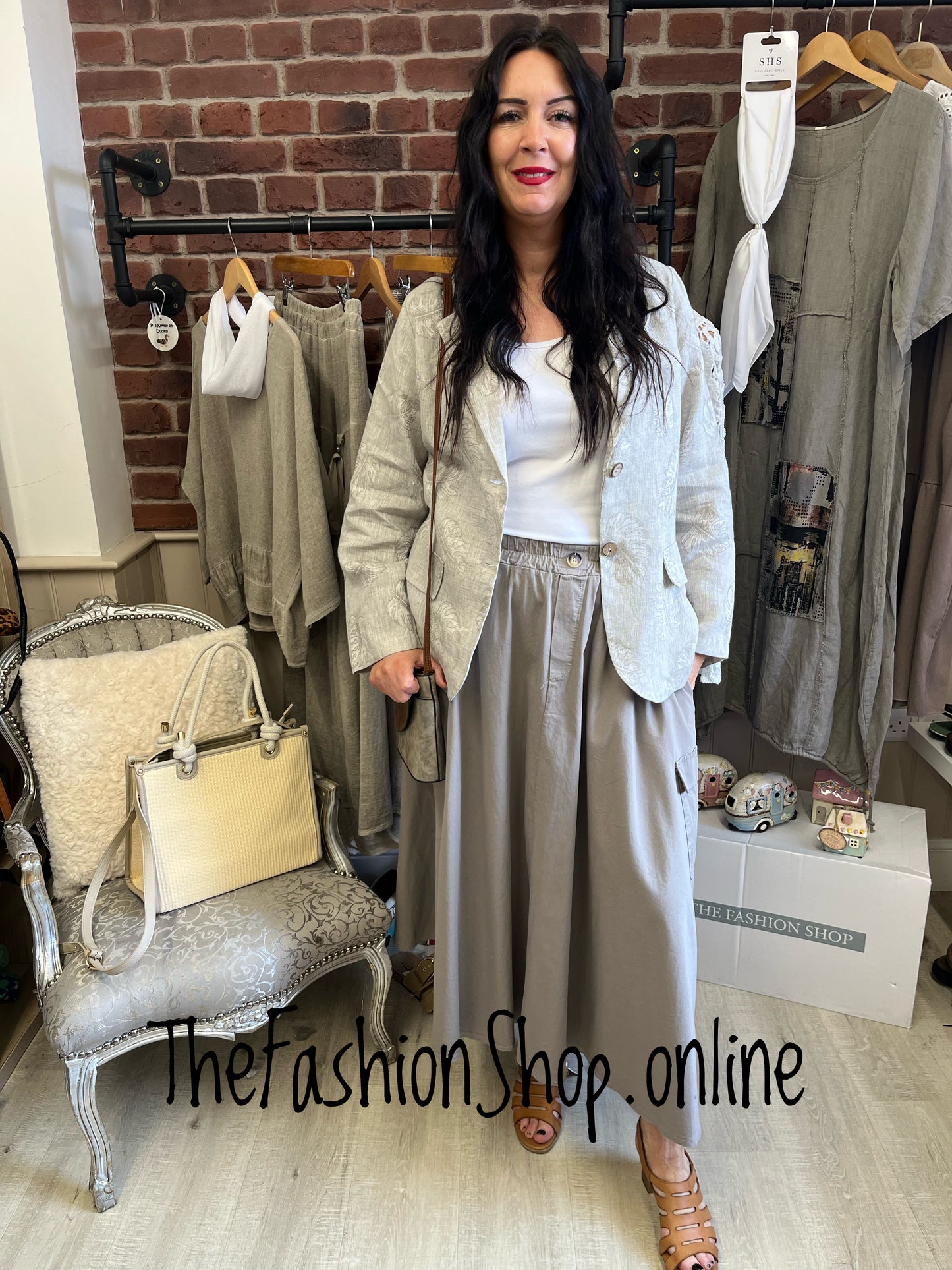 Macey stone linen blazer 8-12