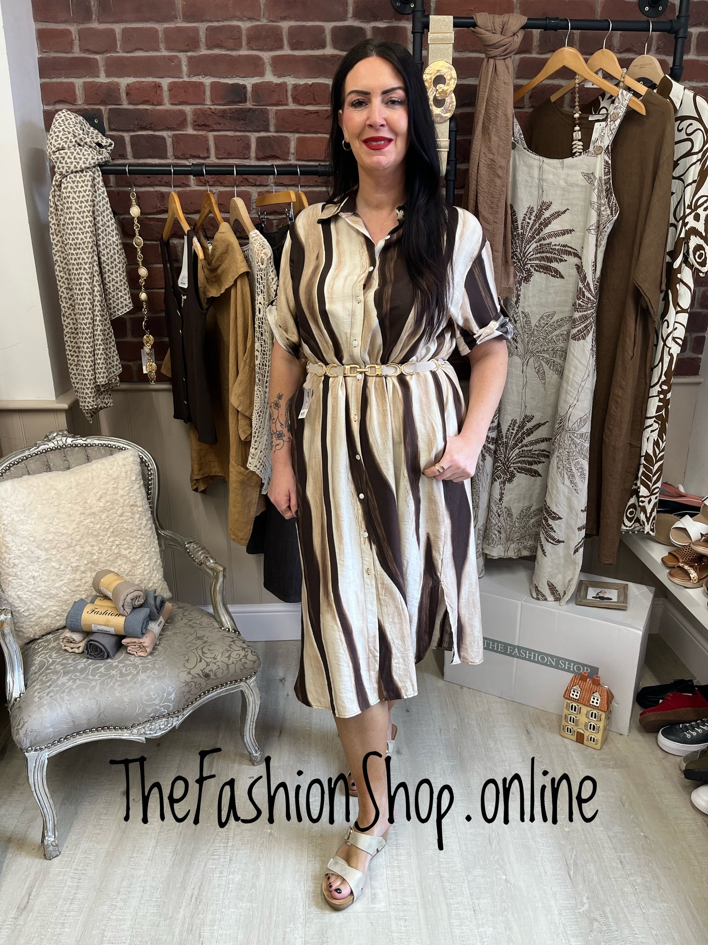 Willow coffee and cream shirt dress 12-16