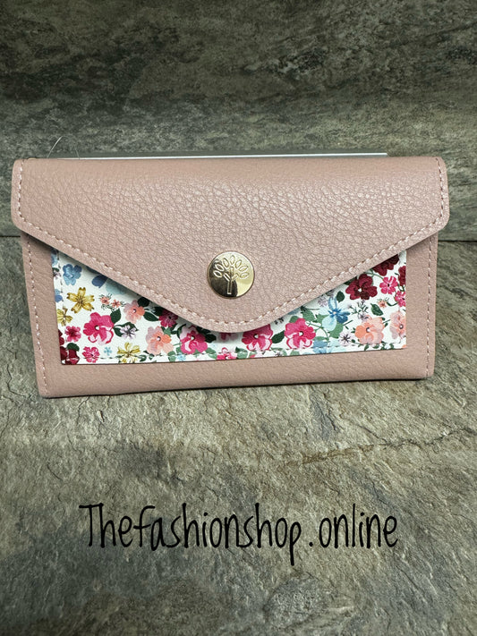 Pink floral wallet