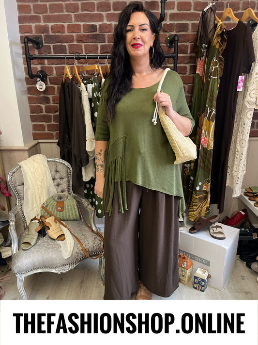 Ziggy khaki tassel jumper 14-22
