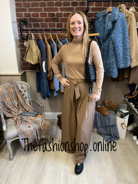 Camel cowl neck layering top 10-16