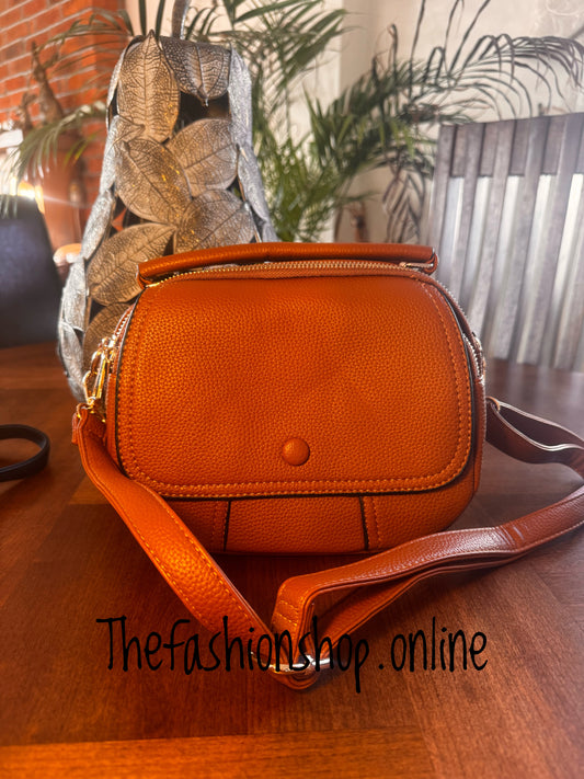 Trinny Triple Zip Shoulder Bag in Brown