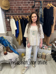 Penny beige linen mix top 10-16