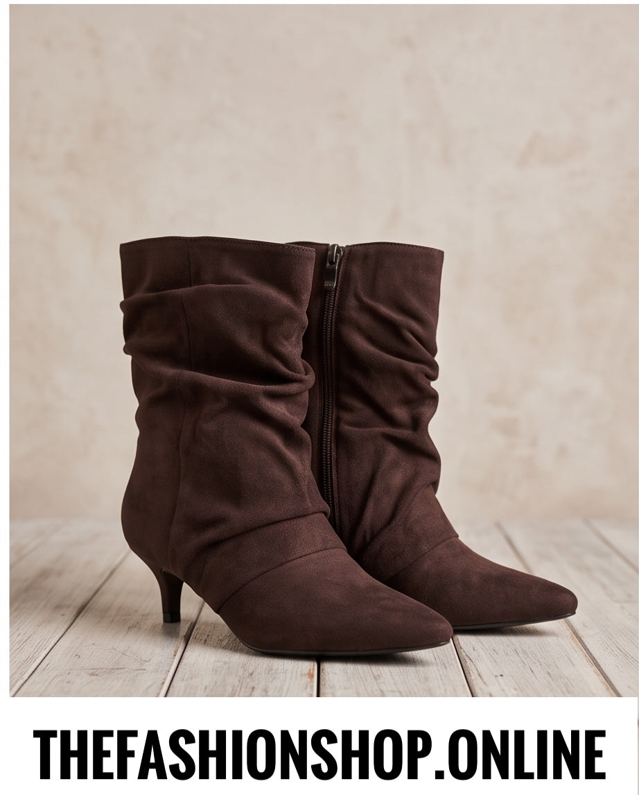 Orena brown faux suede slouchy ankle boots sizes 3-8 (36-41)