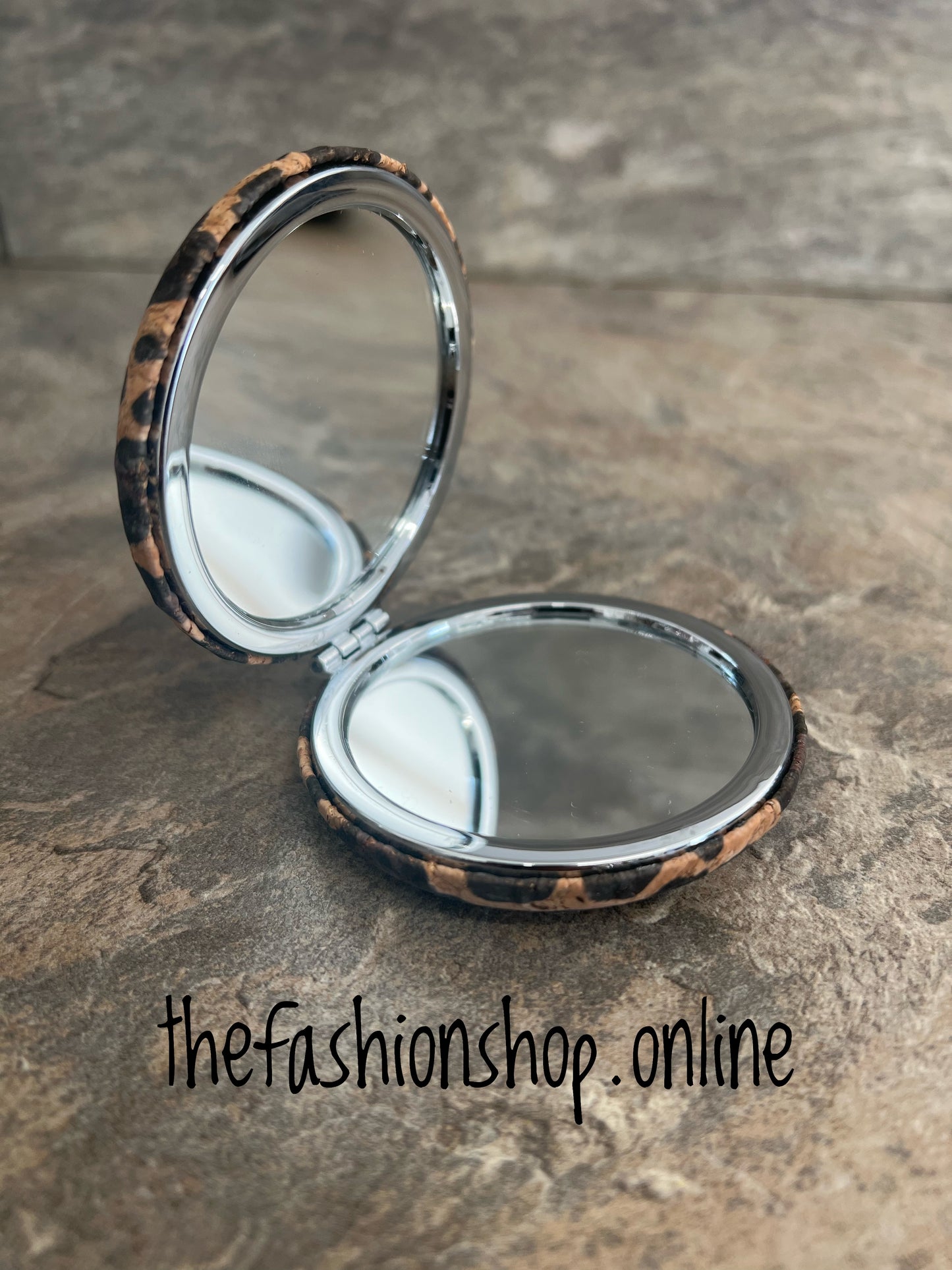 Leopard print compact mirror