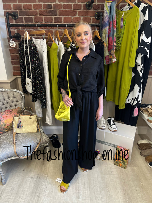 Maeve black tie front shirt 8-14