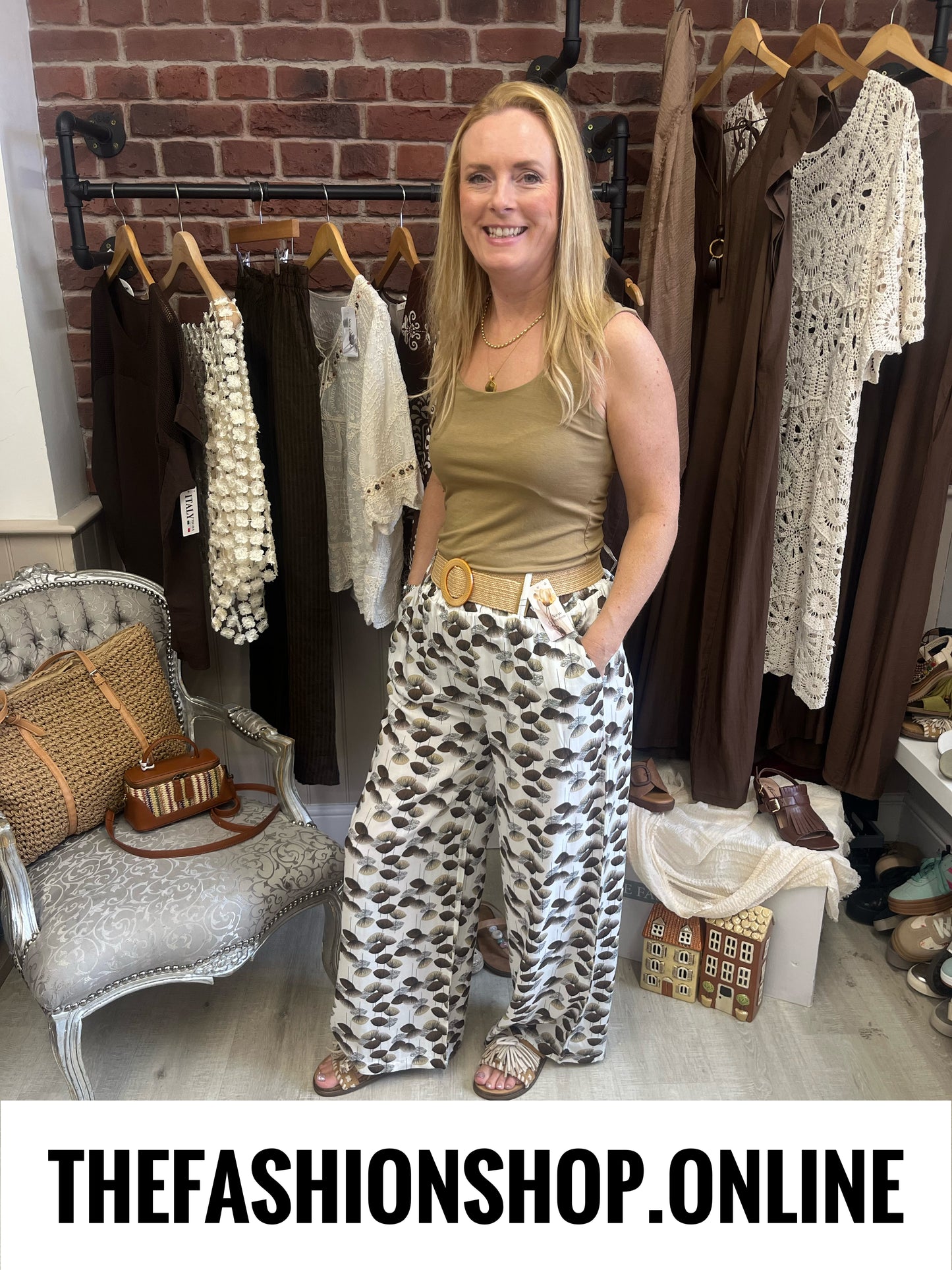 Freya ginkgo wide leg trousers with belt 10-16