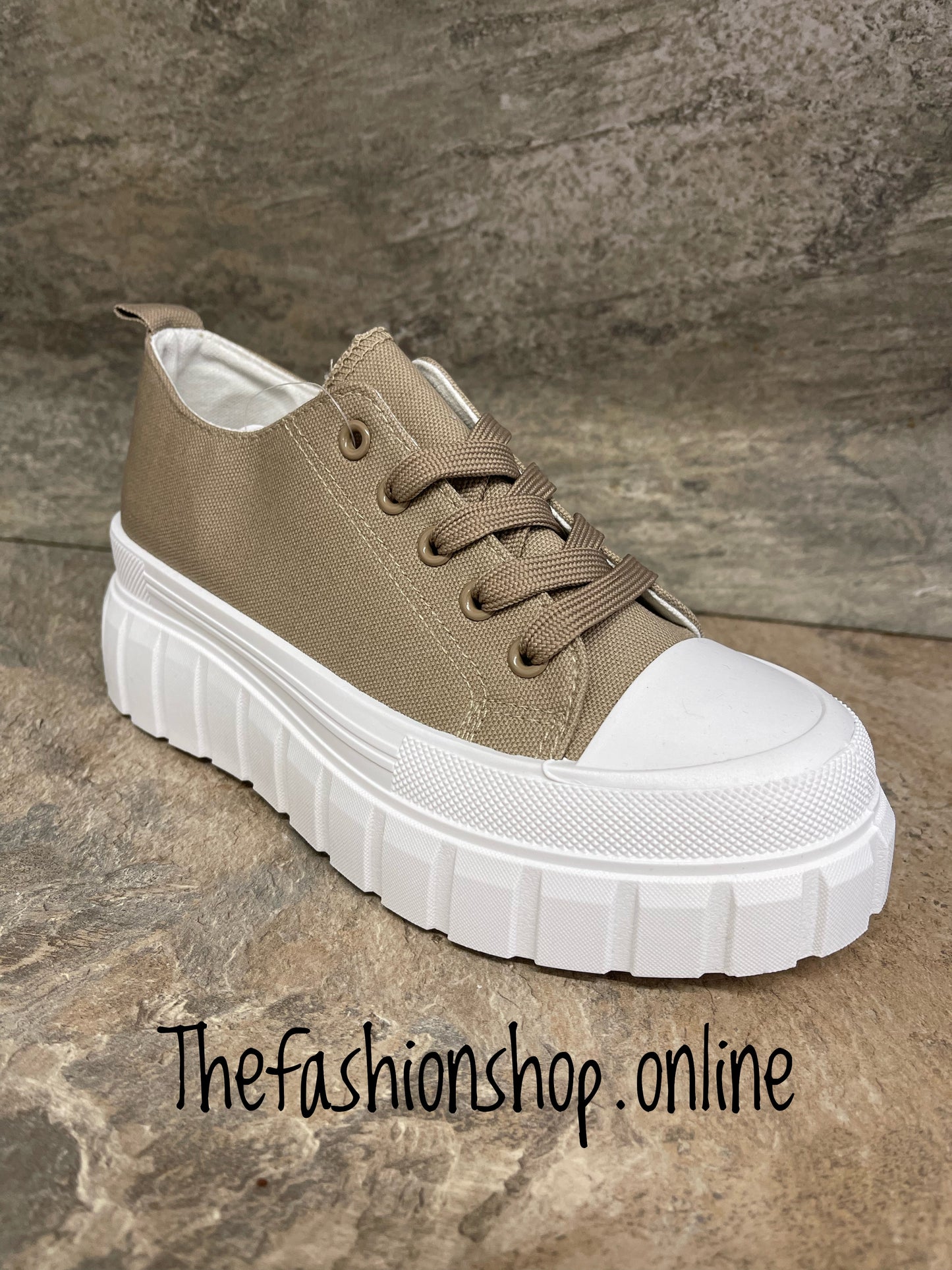 Taupe chunky platform sole trainer 4-8