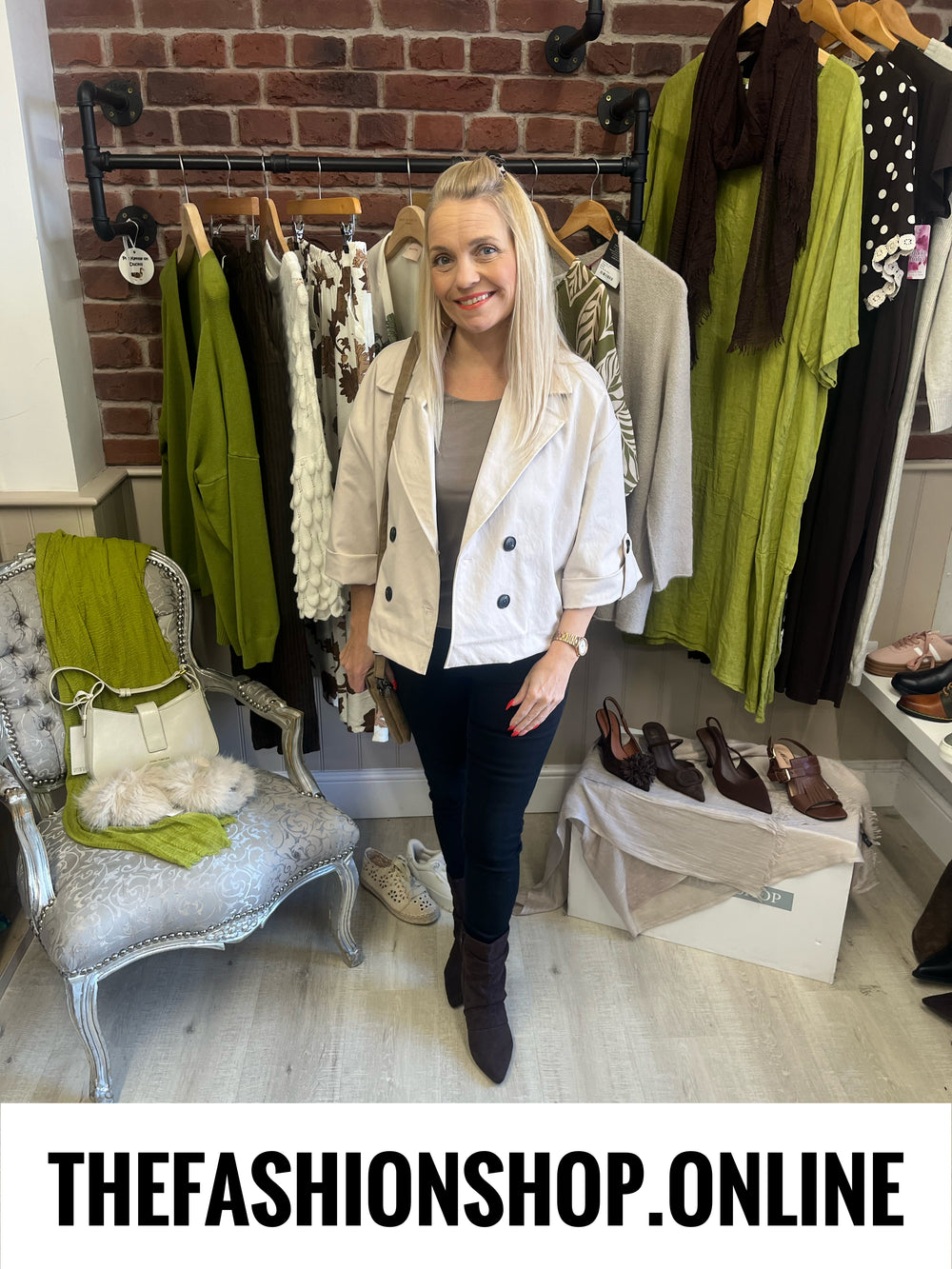 Zena beige double breasted jacket 8-16