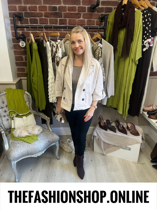 Zena beige double breasted jacket 8-16