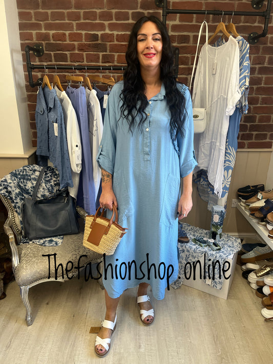 Pippa blue side ruffle dress 10-16