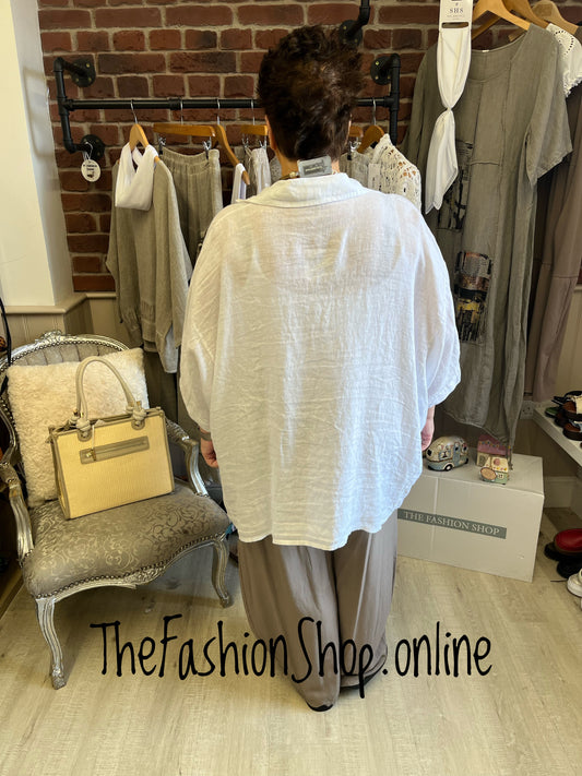 Whitney white linen shirt 16-24