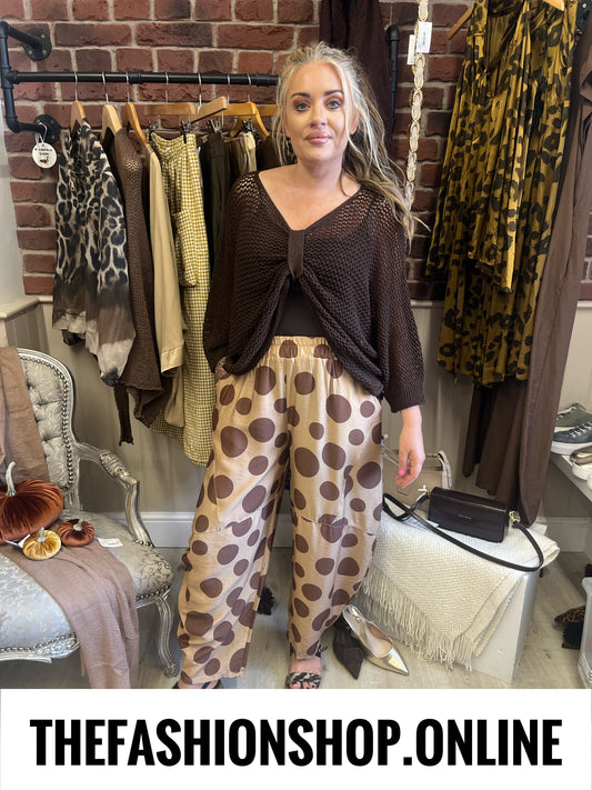 Erin camel spot balloon trousers 8-14